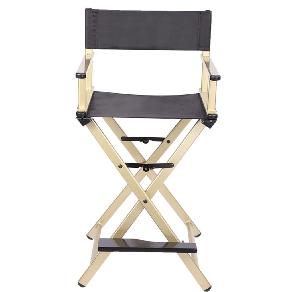 Portable Aluminum Makeup Chair Foldable Director Seat with Armrest Heavy Duty 300lb Capacity Black N32073
