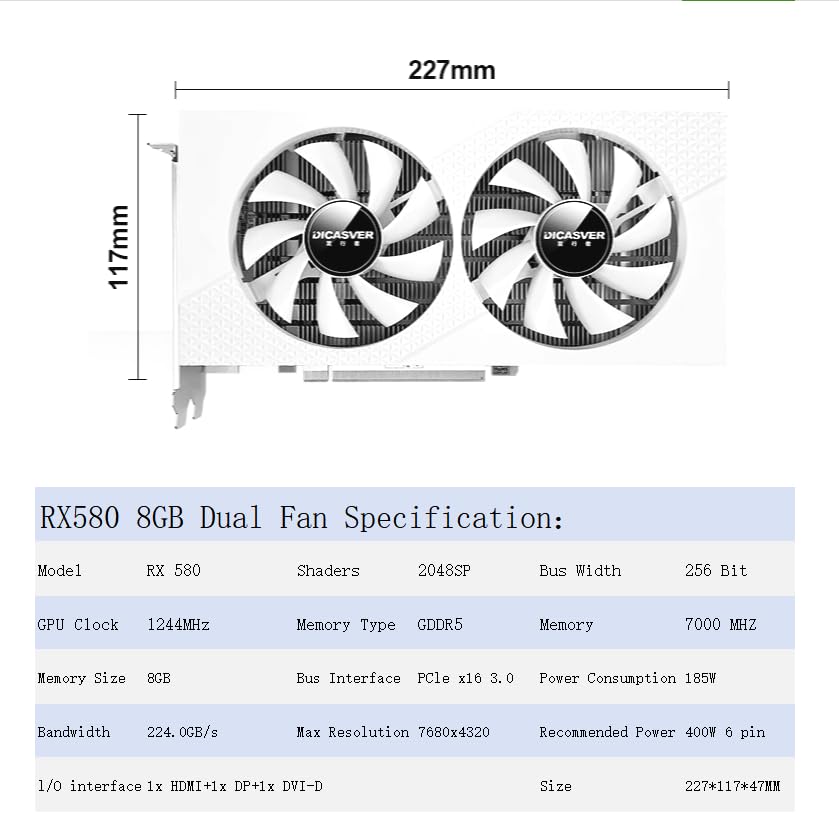 8GB GDDR5 Graphics Card with Dual Fan C33602