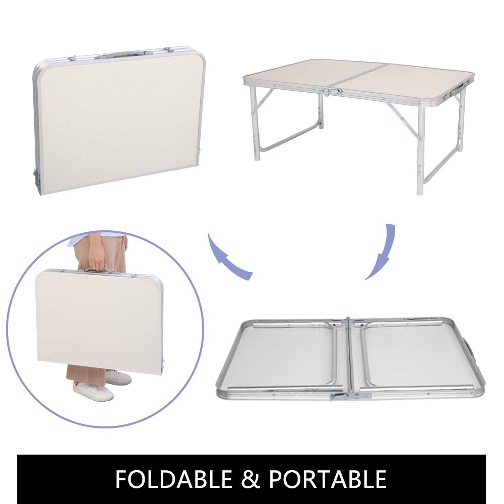 3ft Lightweight Aluminum Folding Picnic Camping Table with Carry Handle H651