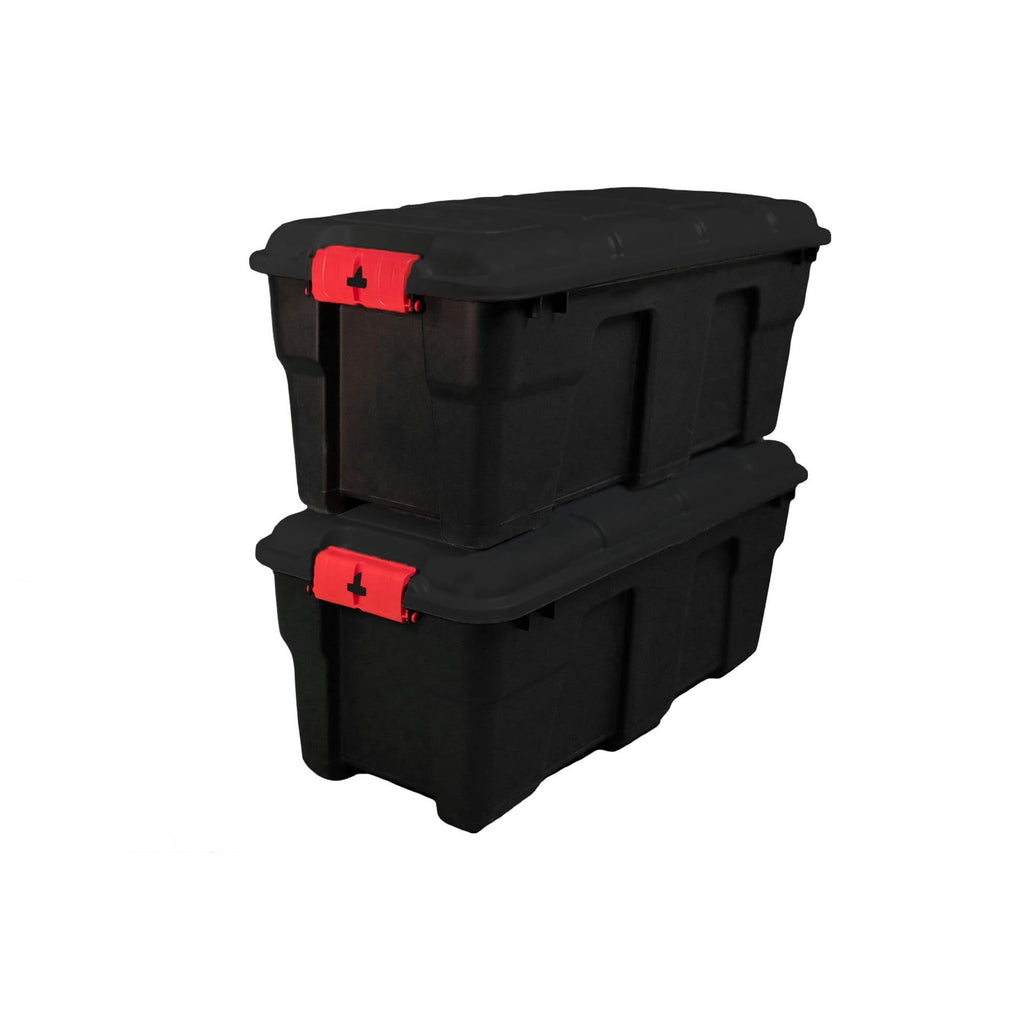 Stackable 17 Gallon Black Plastic Footlocker P7843