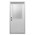 Primed Fiberglass 1/2 Lite Clear Glass Prehung Entry Door 36" x 80" D4787