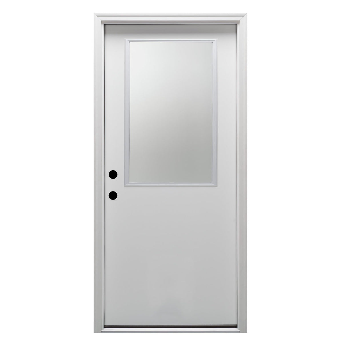 Primed Fiberglass 1/2 Lite Clear Glass Prehung Entry Door 36" x 80" D4787
