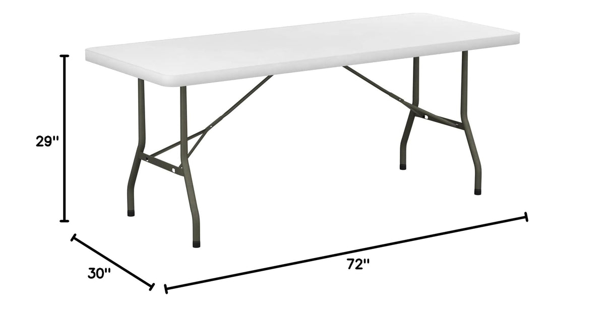 6 ft White Plastic Folding Table 30" x 72" S792