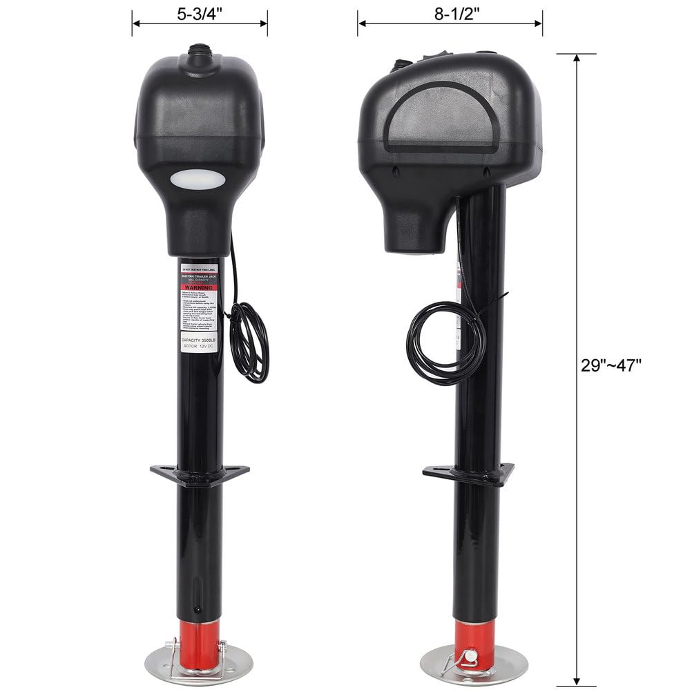 3500 lbs 12V Electric Trailer Jack with 18" Drop Leg D51035