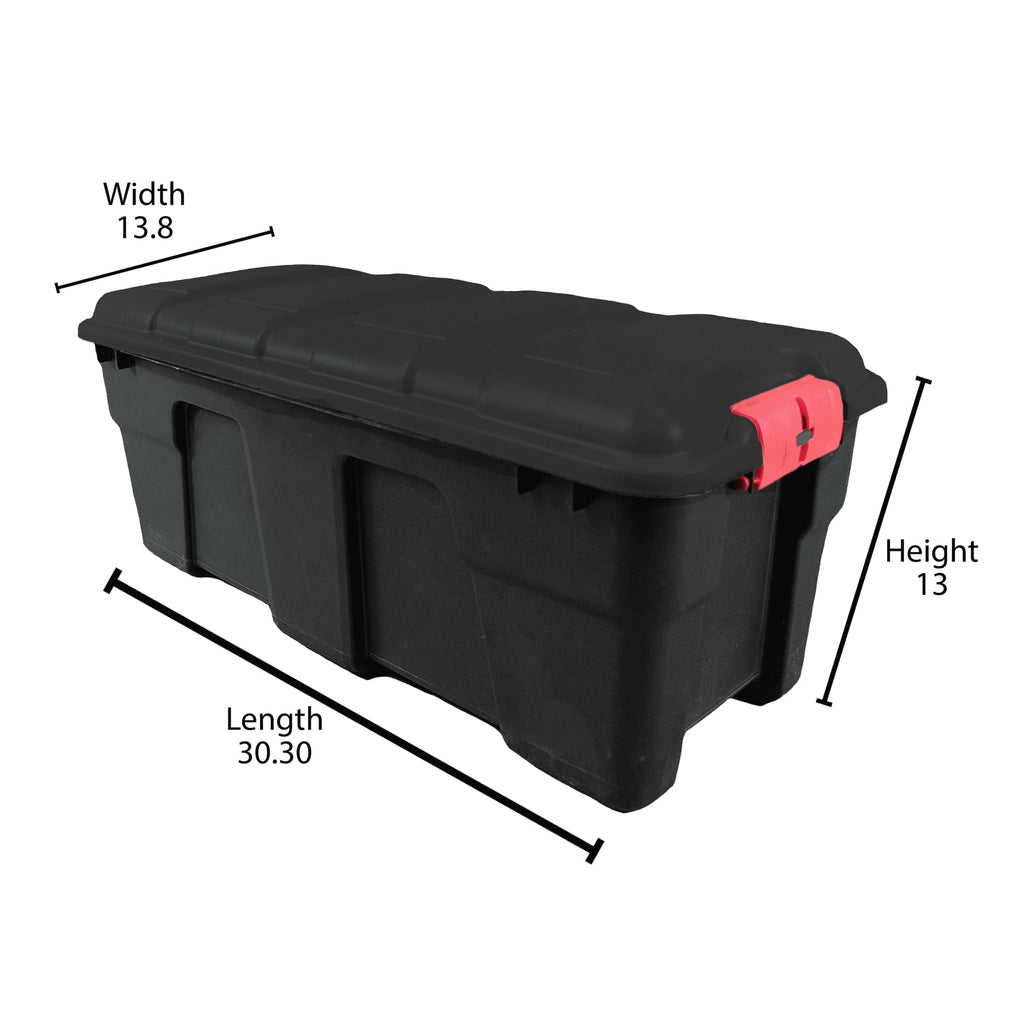 Stackable 17 Gallon Black Plastic Footlocker P7843