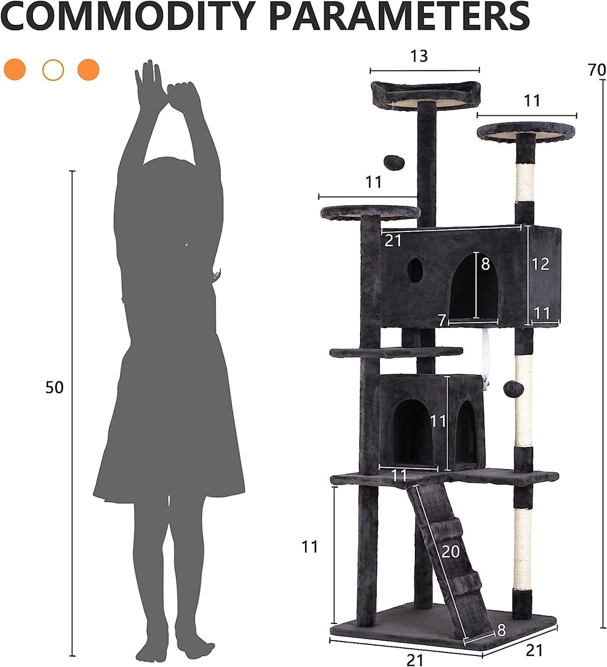 Dark Gray Cat Tree Tower with Scratching Posts F84677