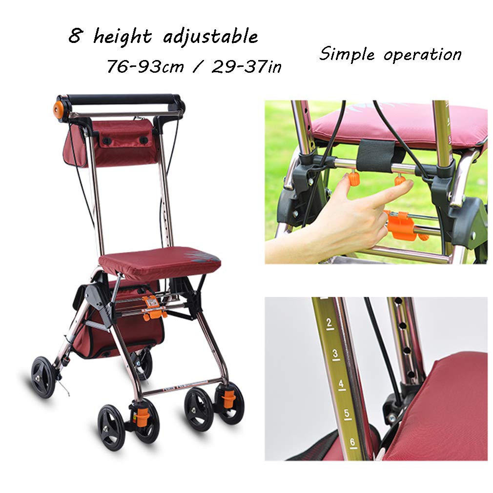 4 Wheels Foldable Rollator Walker with Seat V342