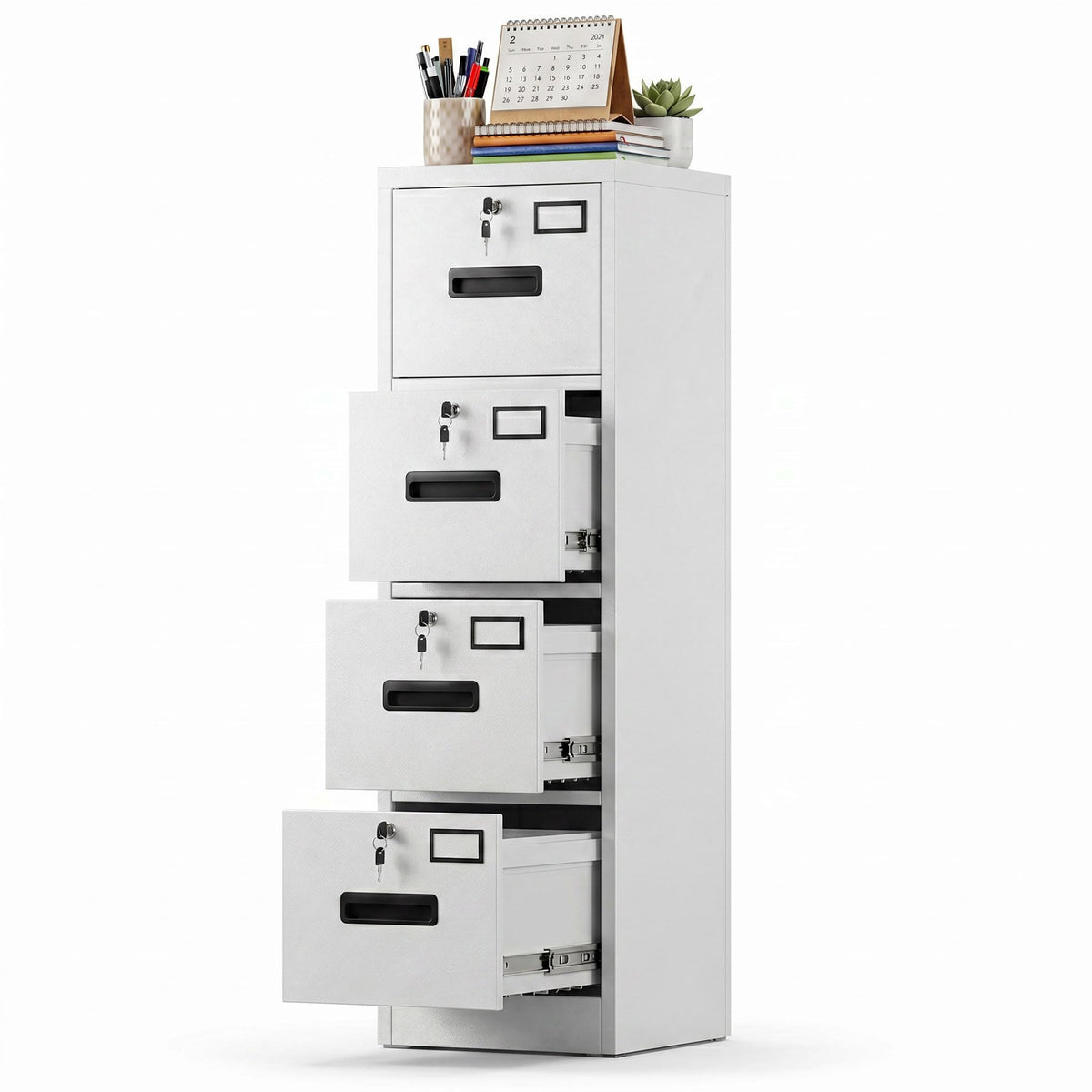 4 Drawer White Metal File Cabinet B175
