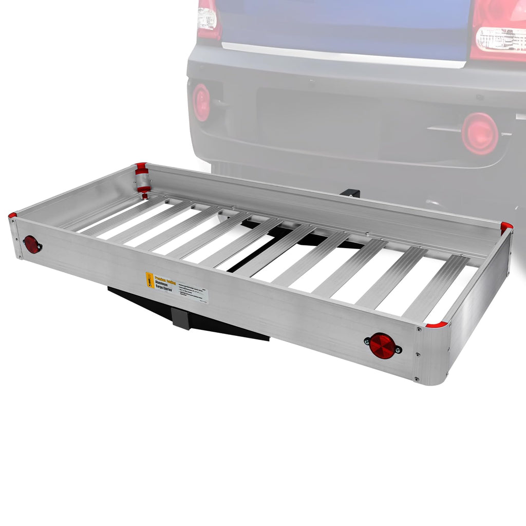 500-lb Capacity 50 inch x 22 inch Folding Aluminum Hitch Mount Cargo Carrier Basket O962