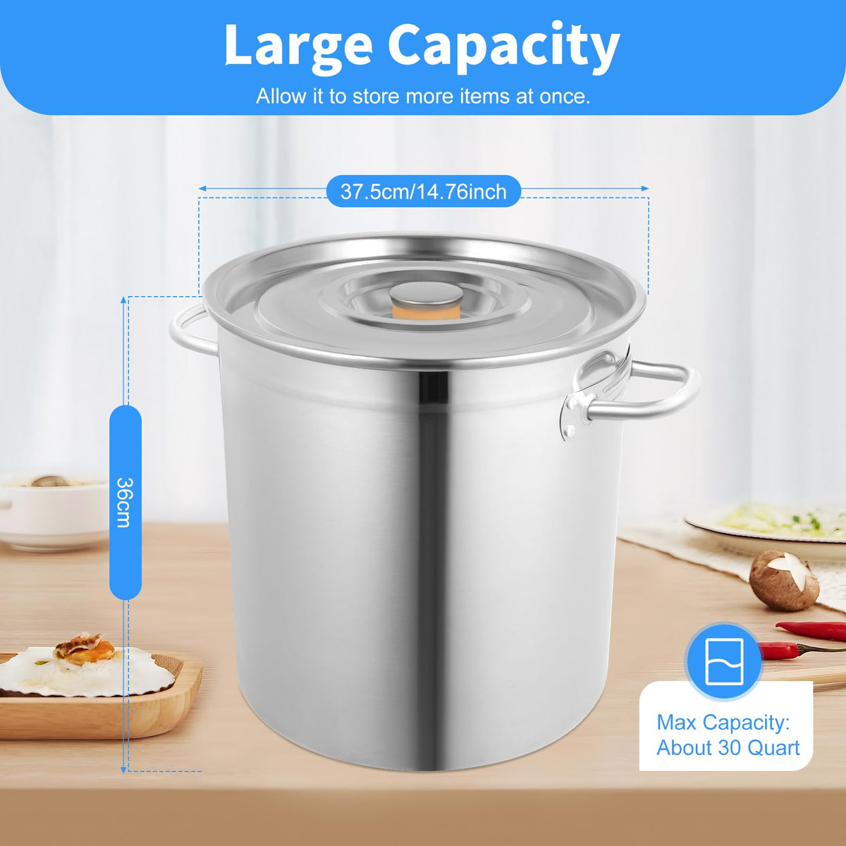 35L Stainless Steel Stockpot with Lid G30457
