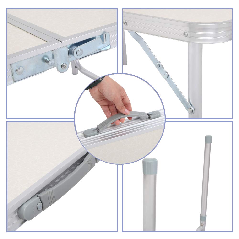 3ft Lightweight Aluminum Folding Picnic Camping Table with Carry Handle H651