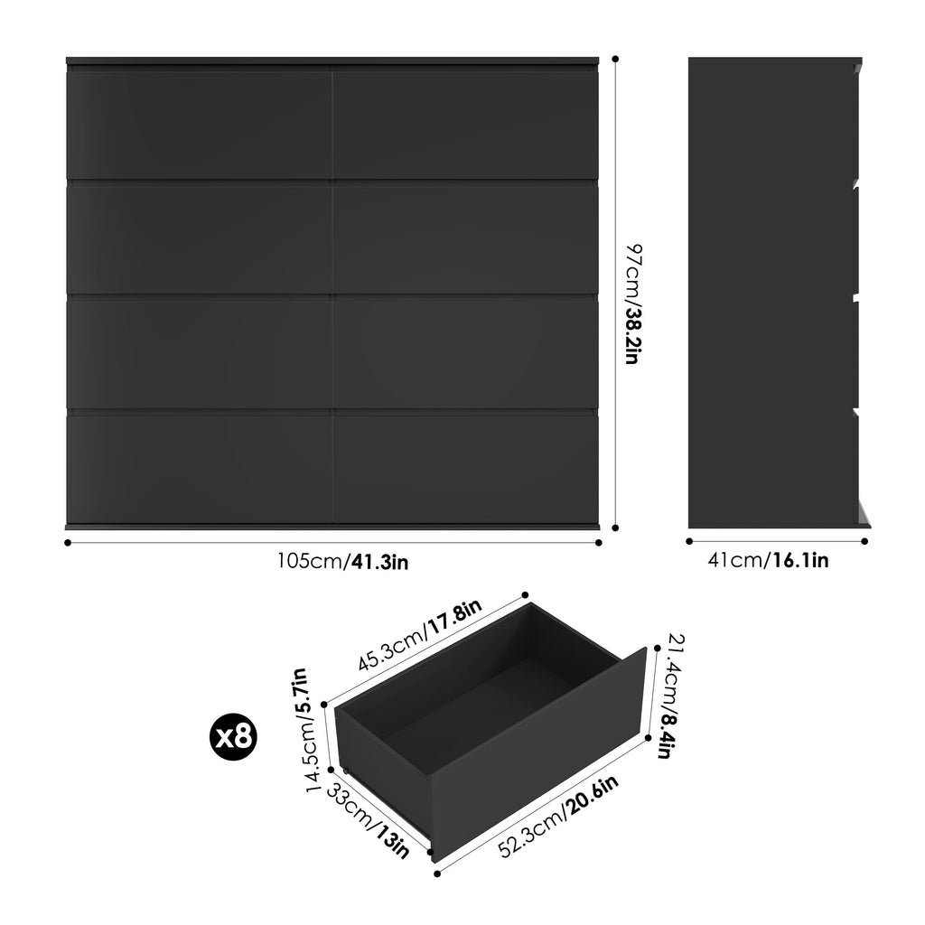 Black 8 Drawer Dresser S416578