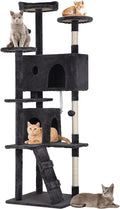 Dark Gray Cat Tree Tower with Scratching Posts F84677