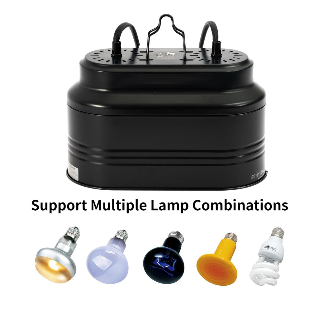 Reptile Light Fixture with 2 Switches, E26 Heat Lamp Fixture Z70386