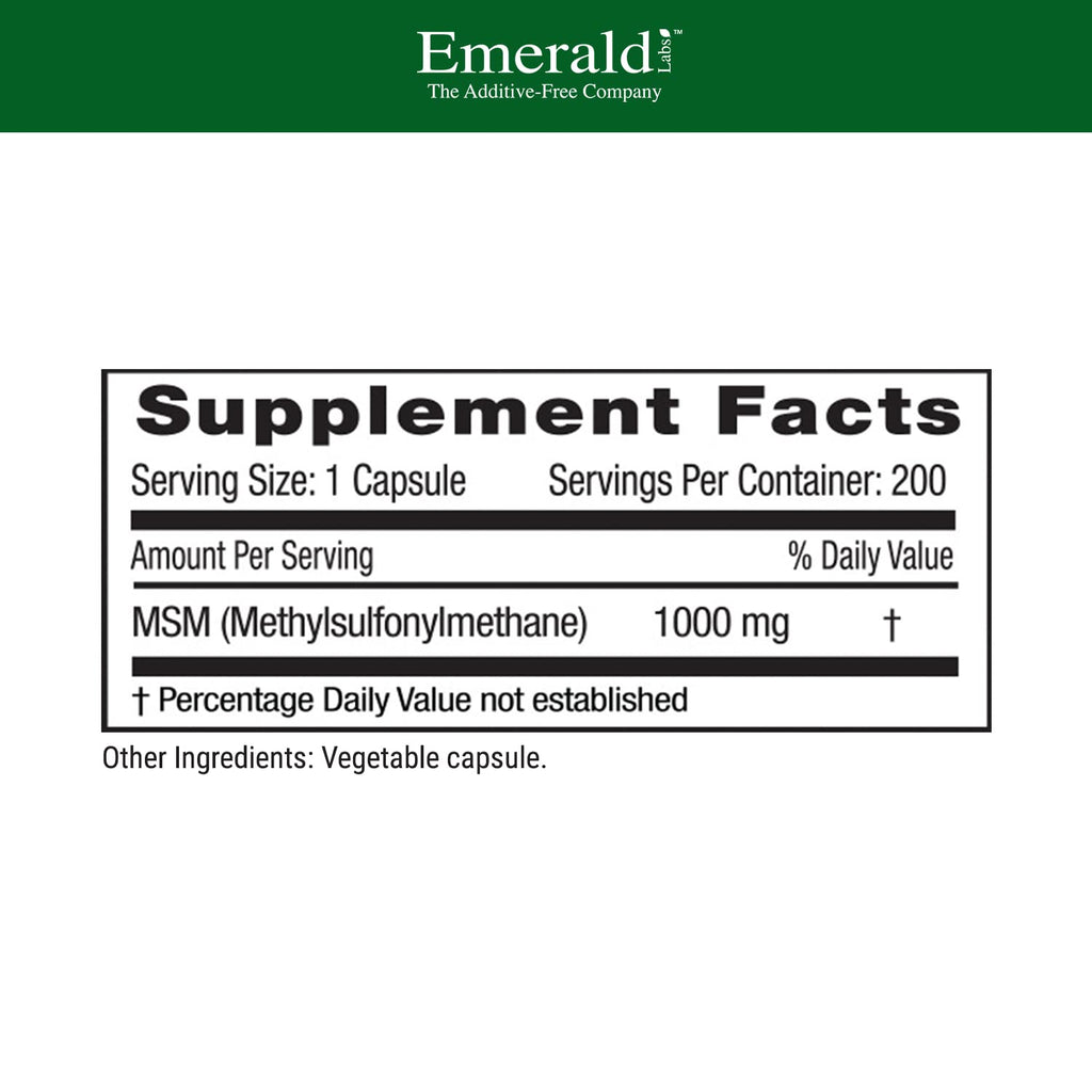 MSM 1000mg 200 Vegetable Capsules C9316