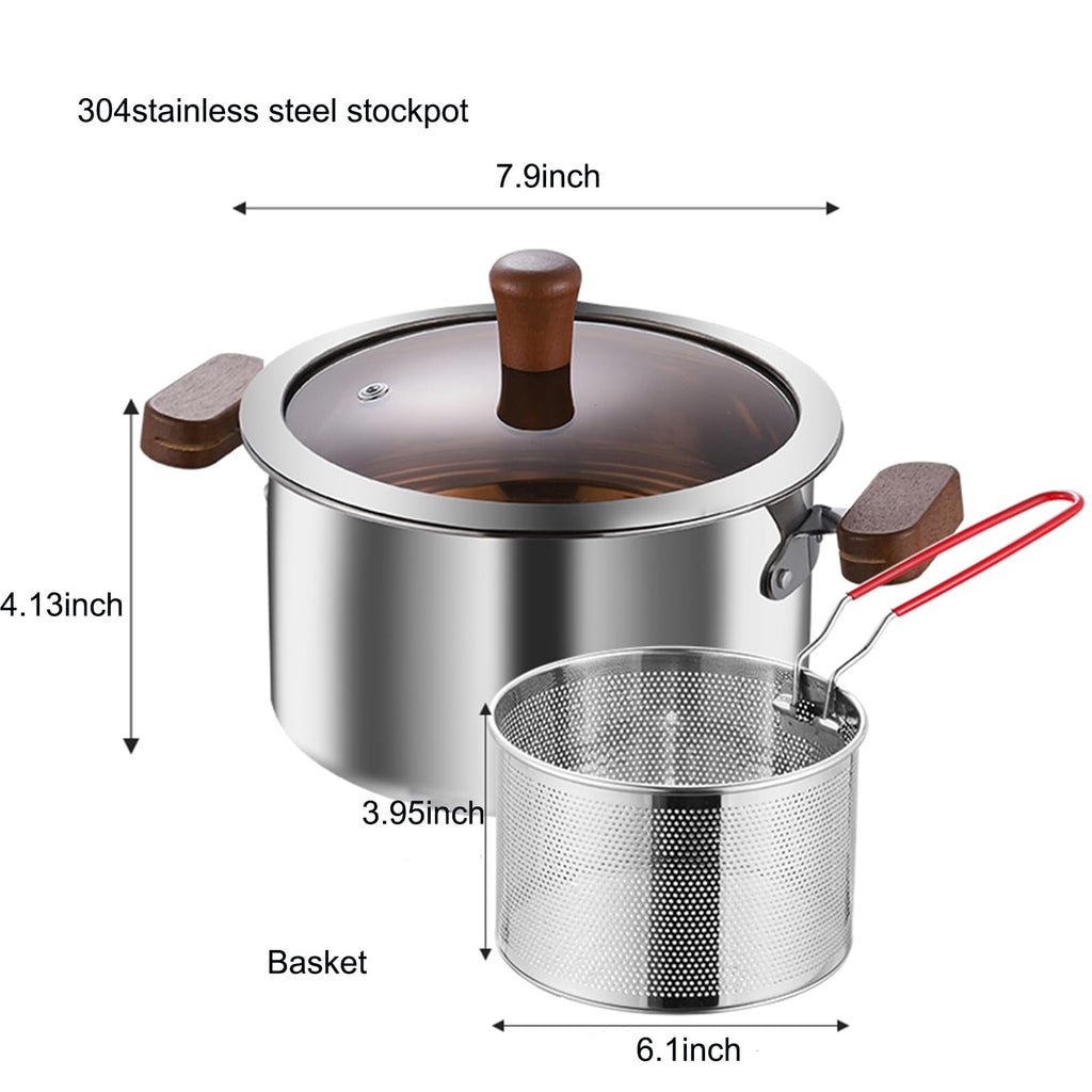 2.8L Stainless Steel Deep Fryer Pot with Basket C33071