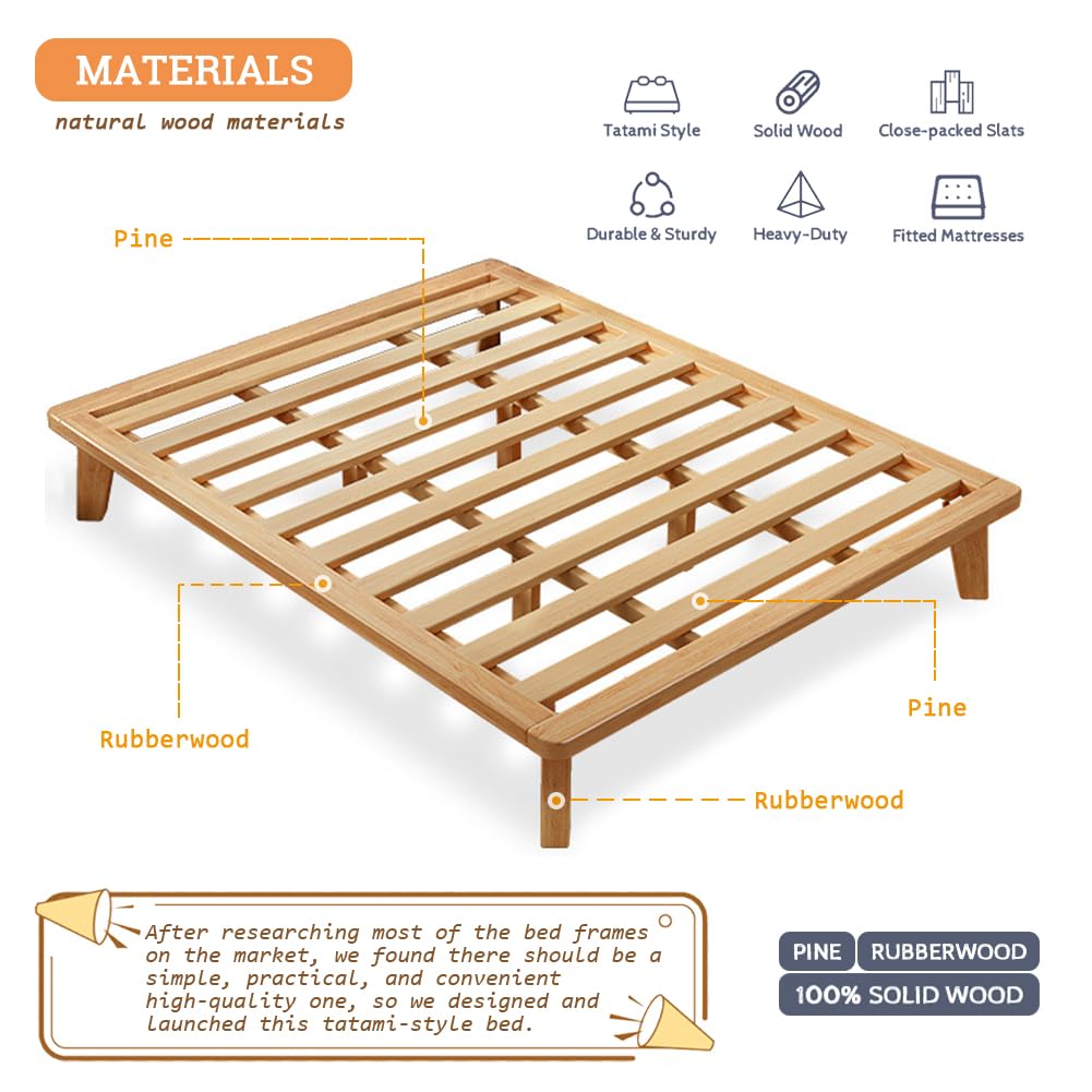 California-King Wood Platform Bed Frame L5038