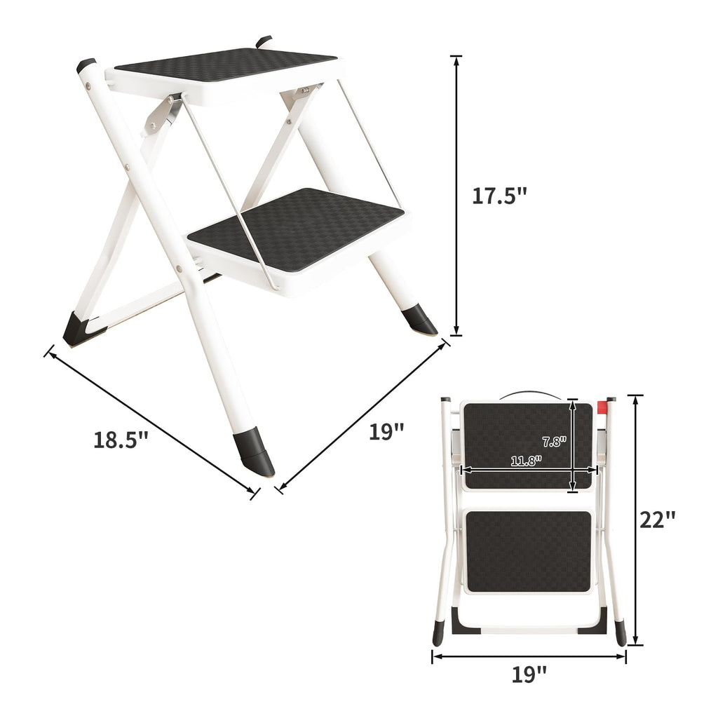 2 Step Folding Metal Step Stool with Anti-Slip Pedal S1323