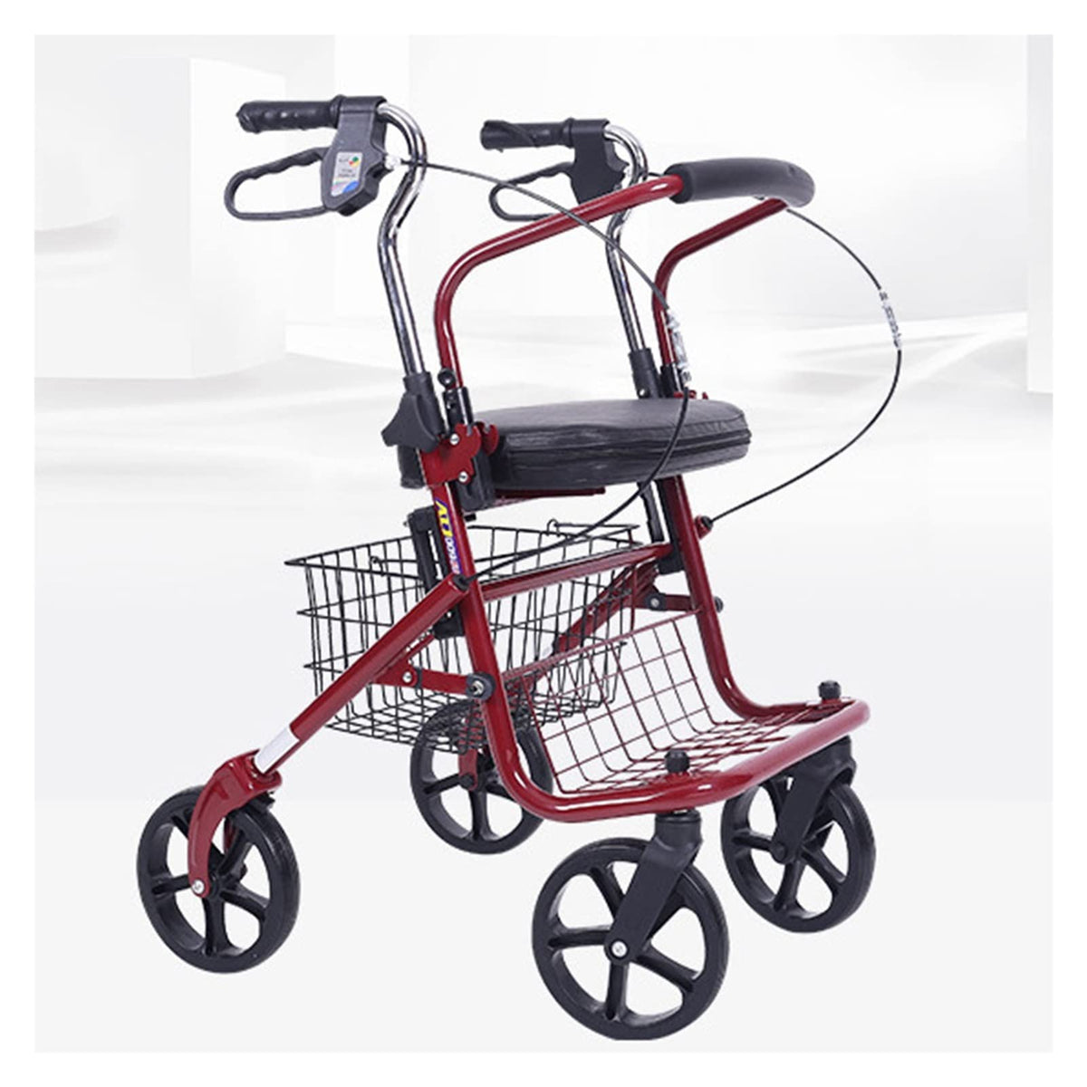 Upright Folding Rollator Walker with Seat P581