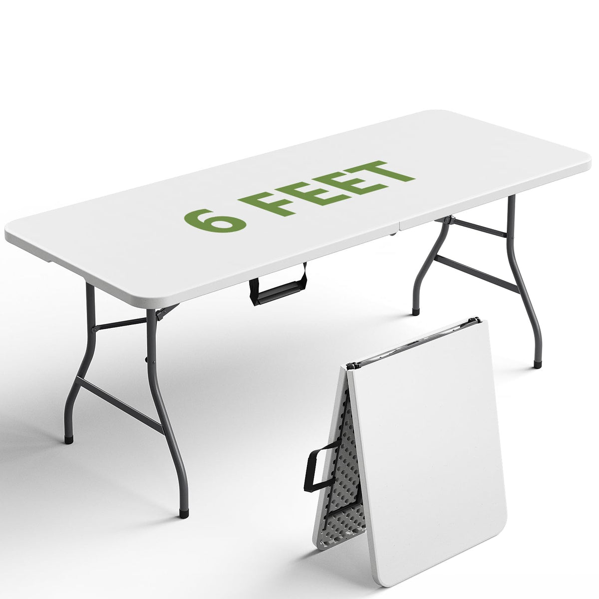 6FT White Folding Table with Steel Legs O89567