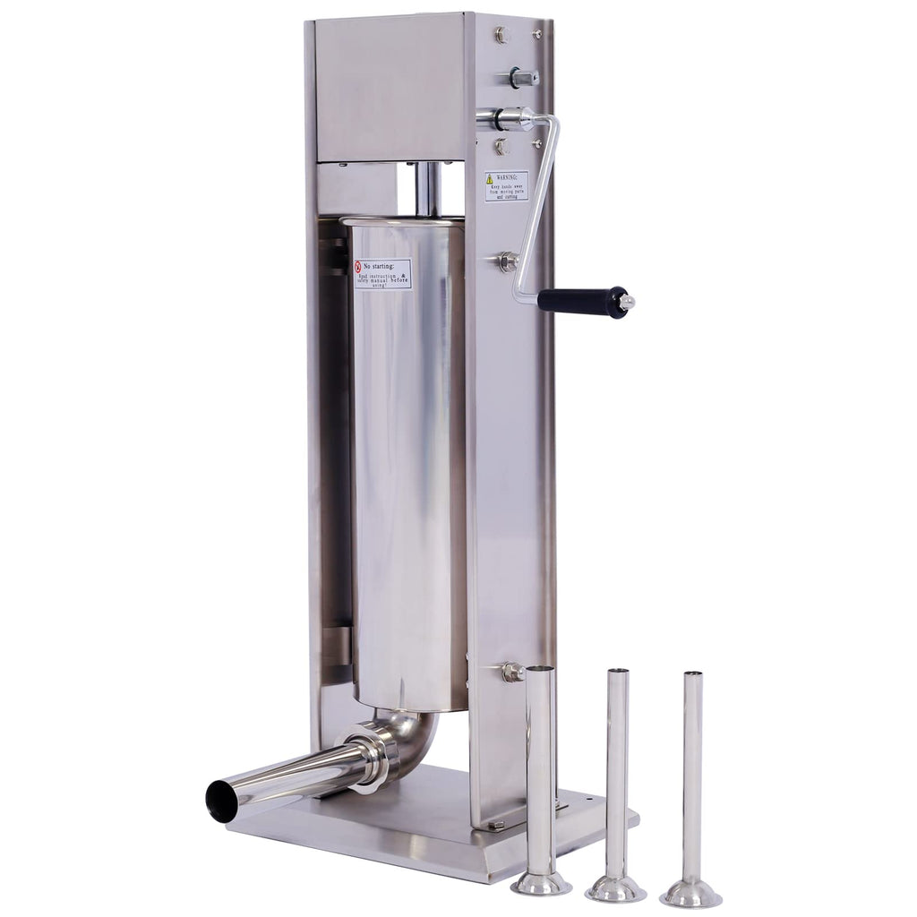 Manual Stainless Steel 15LB Sausage Stuffer with 4 Stuffing Tubes B9429
