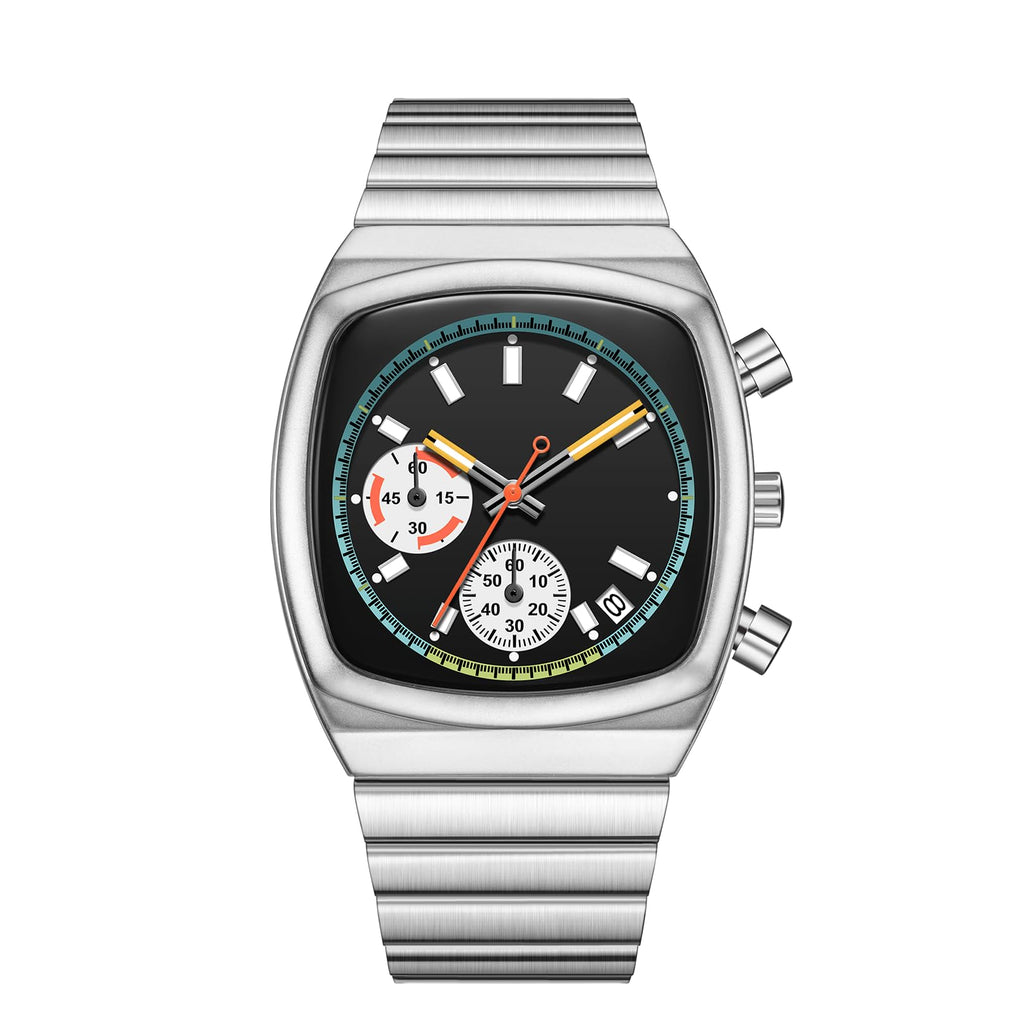 Mens Chronograph Stainless Steel Waterproof Analog Wristwatch I2871