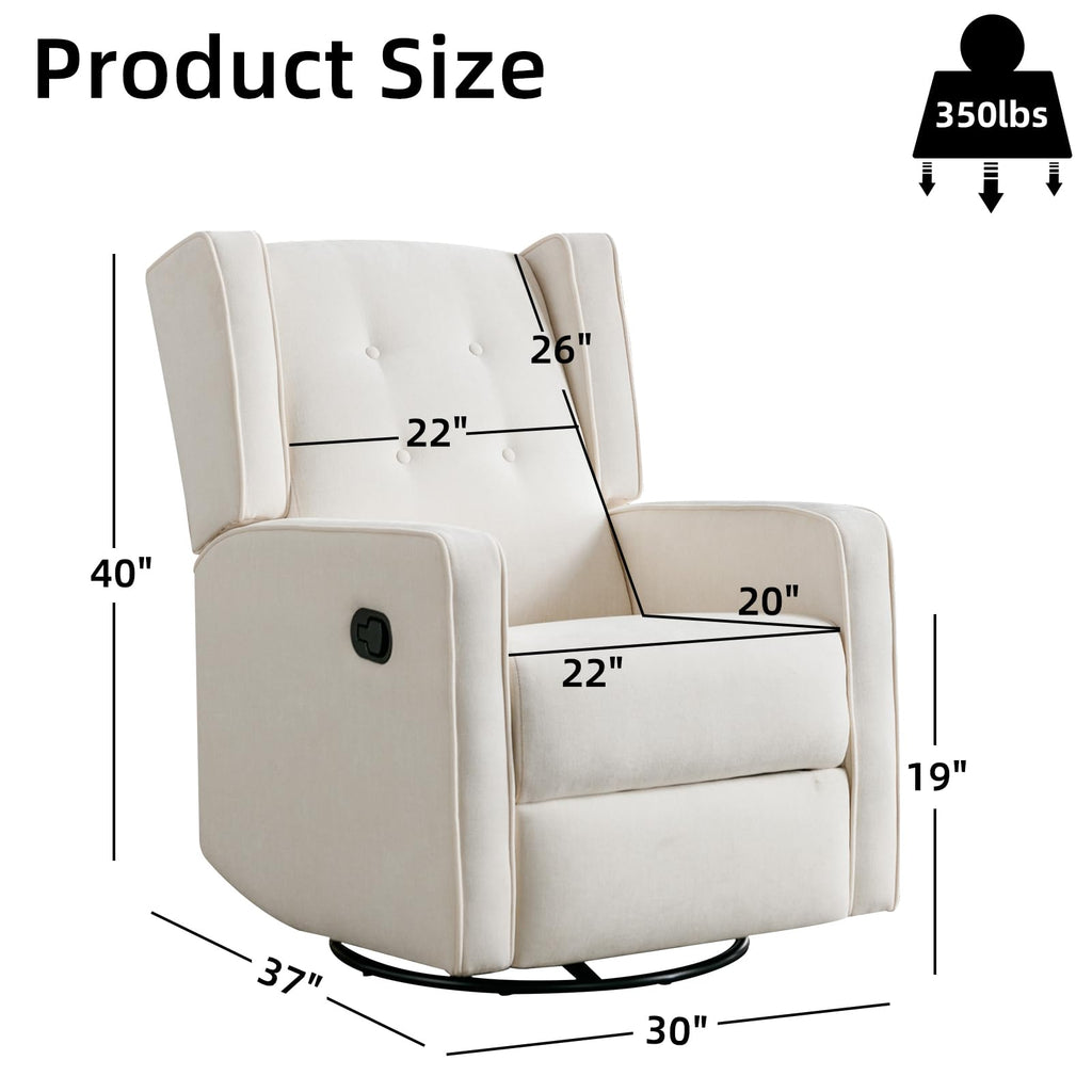 White Swivel Rocker Recliner Chair C738