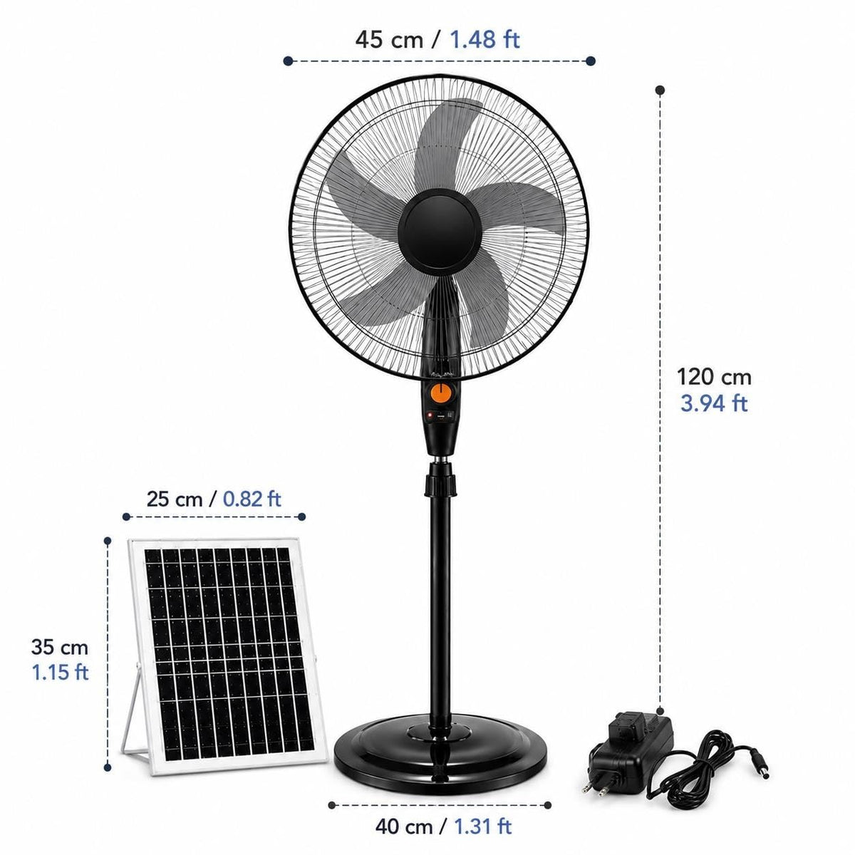 Rechargeable Pedestal Fan with Solar Panel C2015