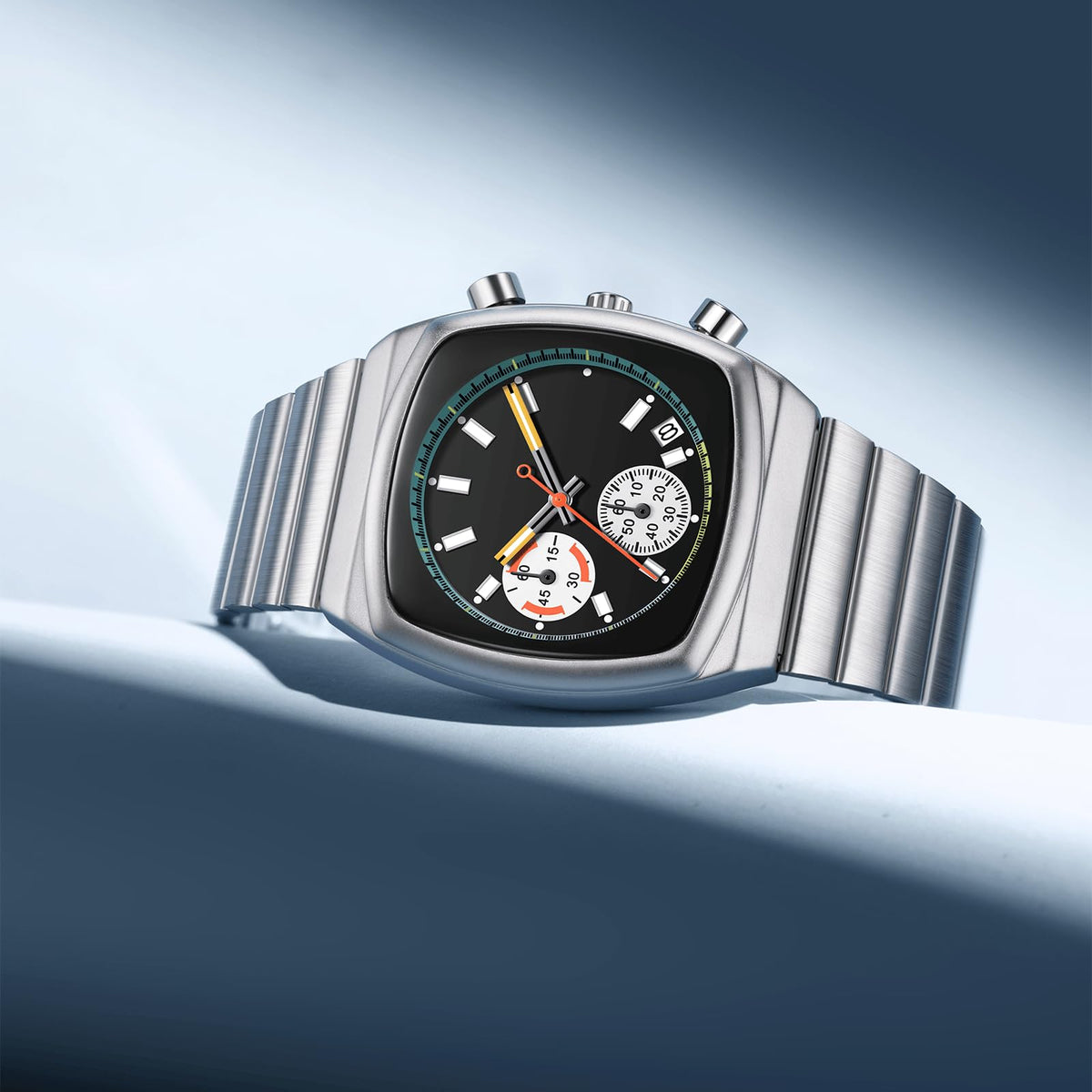 Mens Chronograph Stainless Steel Waterproof Analog Wristwatch I2871