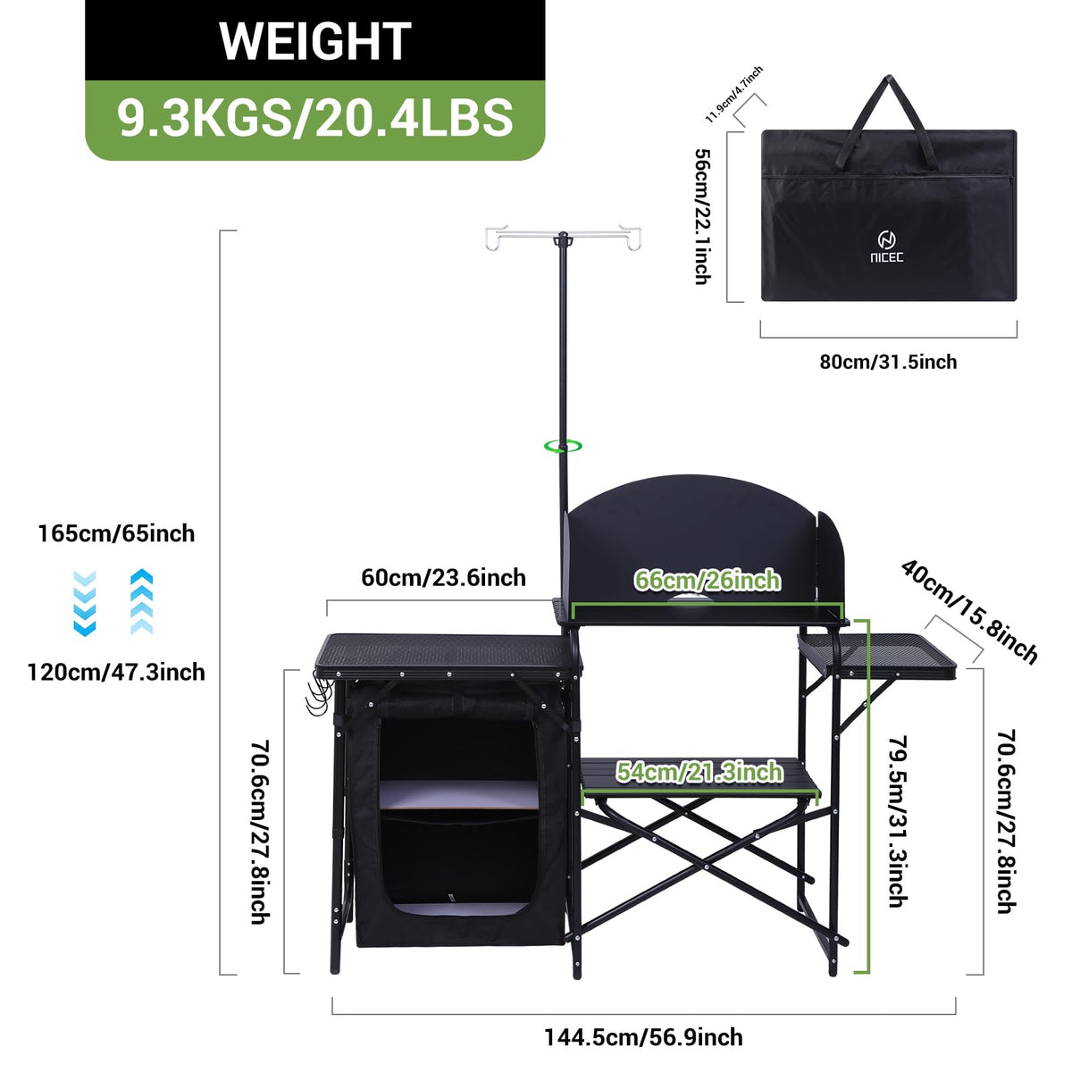 Black Portable Folding Camping Table E10570