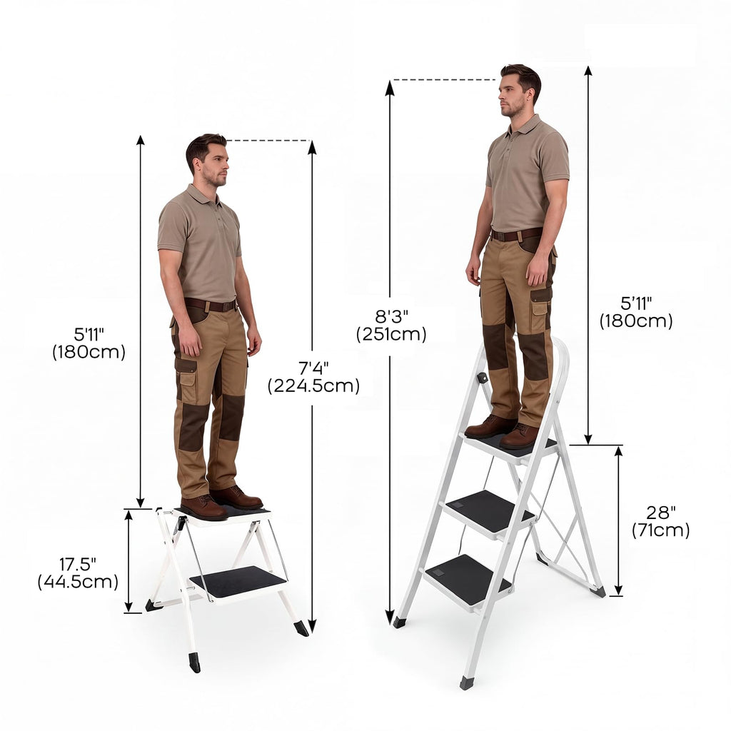 2 Step Folding Metal Step Stool with Anti-Slip Pedal S1323