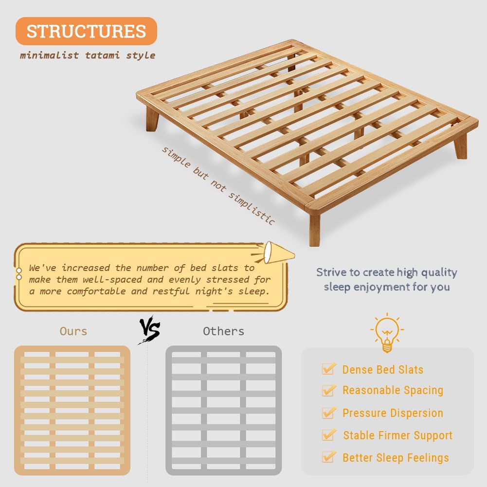 California-King Wood Platform Bed Frame L5038