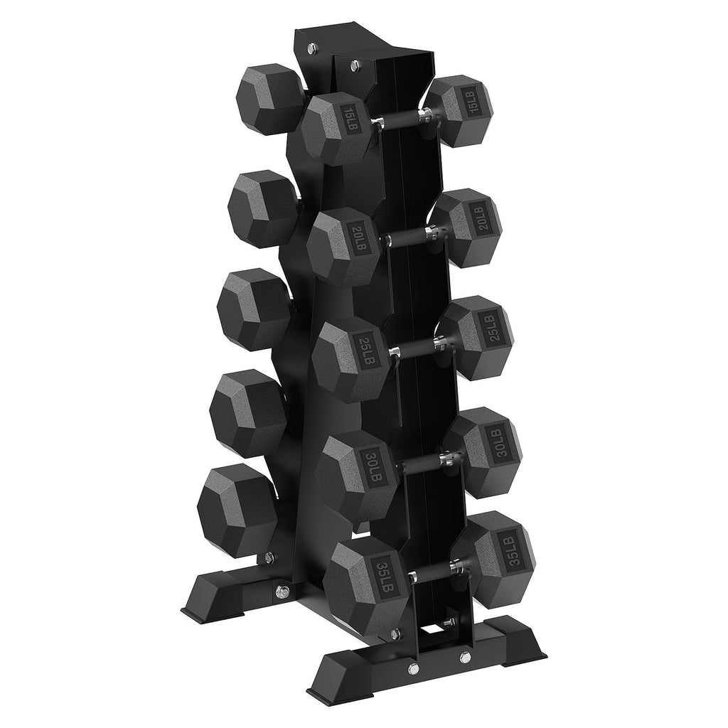Hex Dumbbell Set with Vertical Storage Rack A835