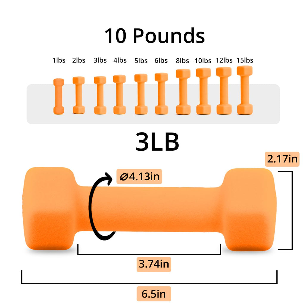 Neoprene Dumbbells Set, 1-15 LB, Anti-Slip, Hex Shape V609