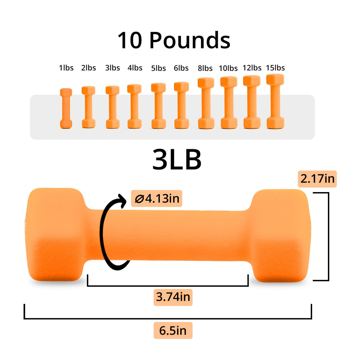 Neoprene Dumbbells Set, 1-15 LB, Anti-Slip, Hex Shape V609