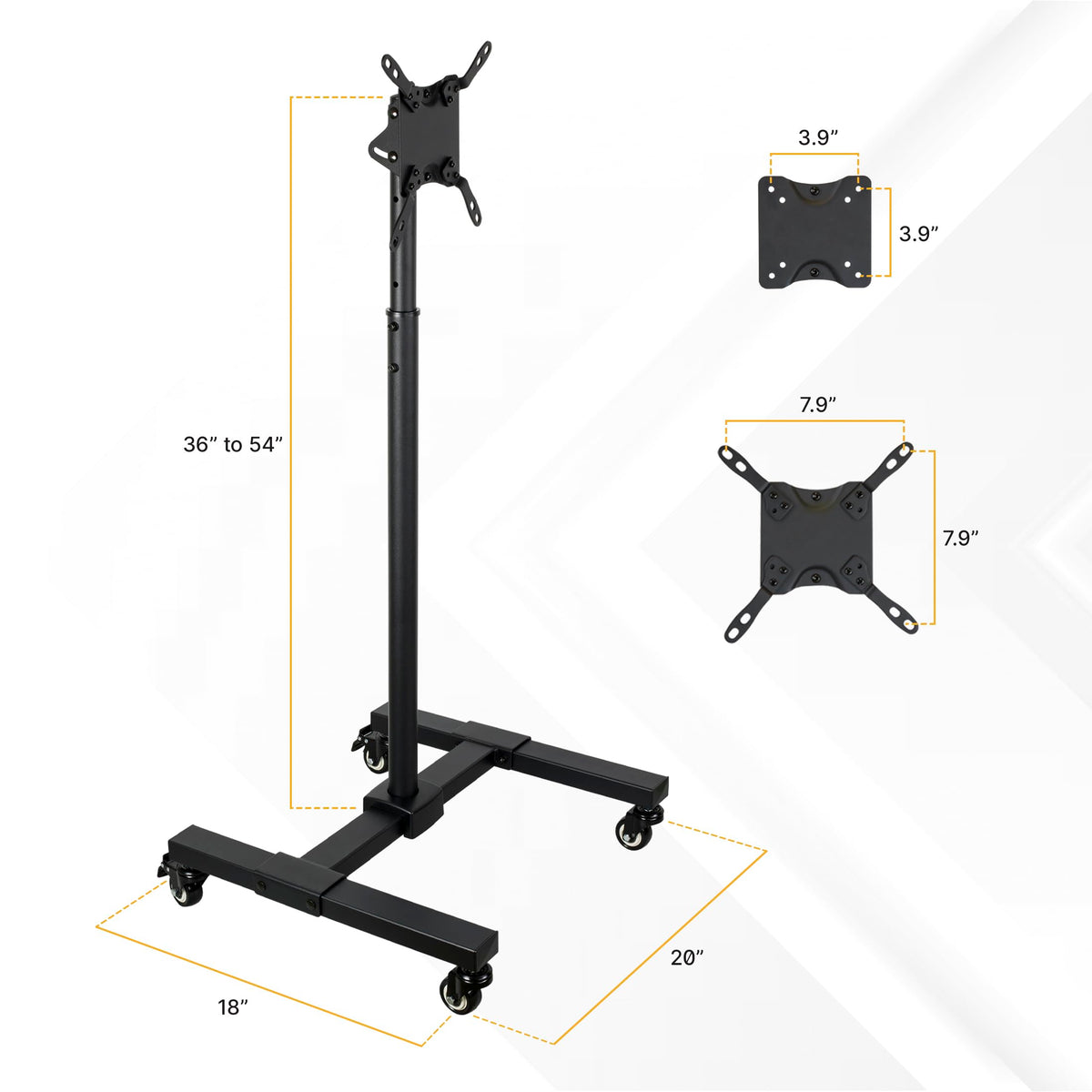 Black Mobile TV Stand with Locking Wheels H60729