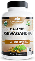 Organic Ashwagandha 2100 mg 100 Capsules Vegan Non-GMO Gluten-Free W316