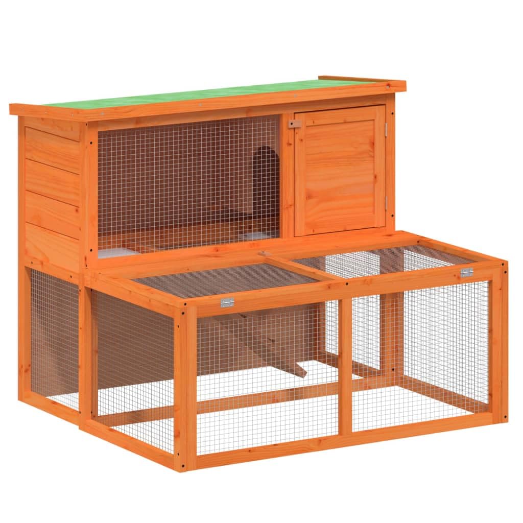 2-Tier Wooden Rabbit Hutch with Run R679