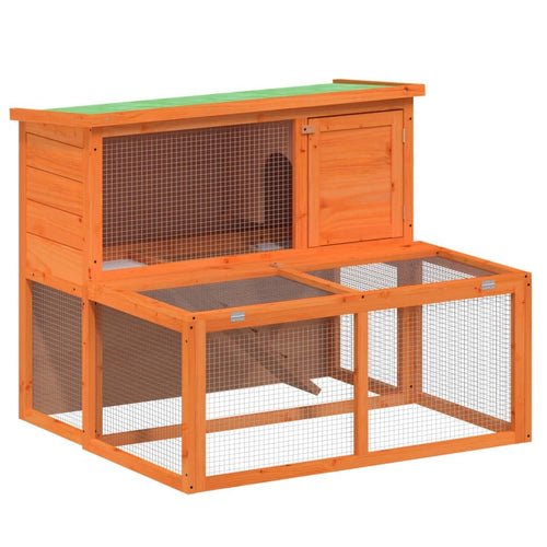 2-Tier Wooden Rabbit Hutch with Run R679