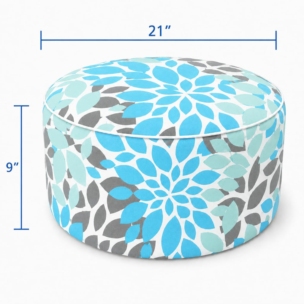 Inflatable Outdoor Ottoman 21"x21"x9", UV Fade Resistant Foot Stool, Portable Water Repellent with Carry Handle Teal V470380