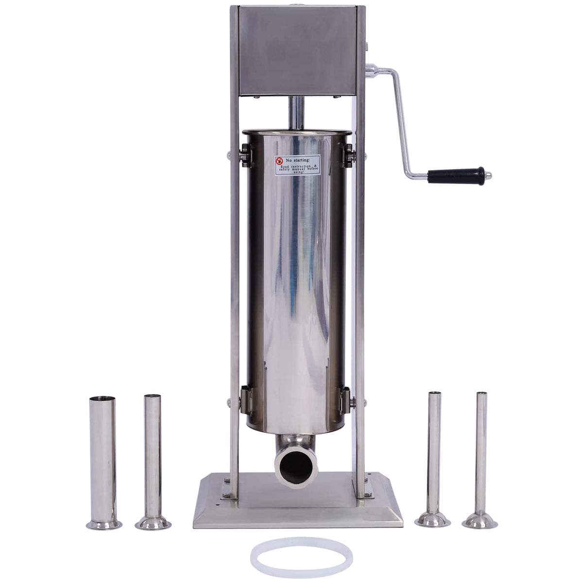 Manual Stainless Steel 15LB Sausage Stuffer with 4 Stuffing Tubes B9429