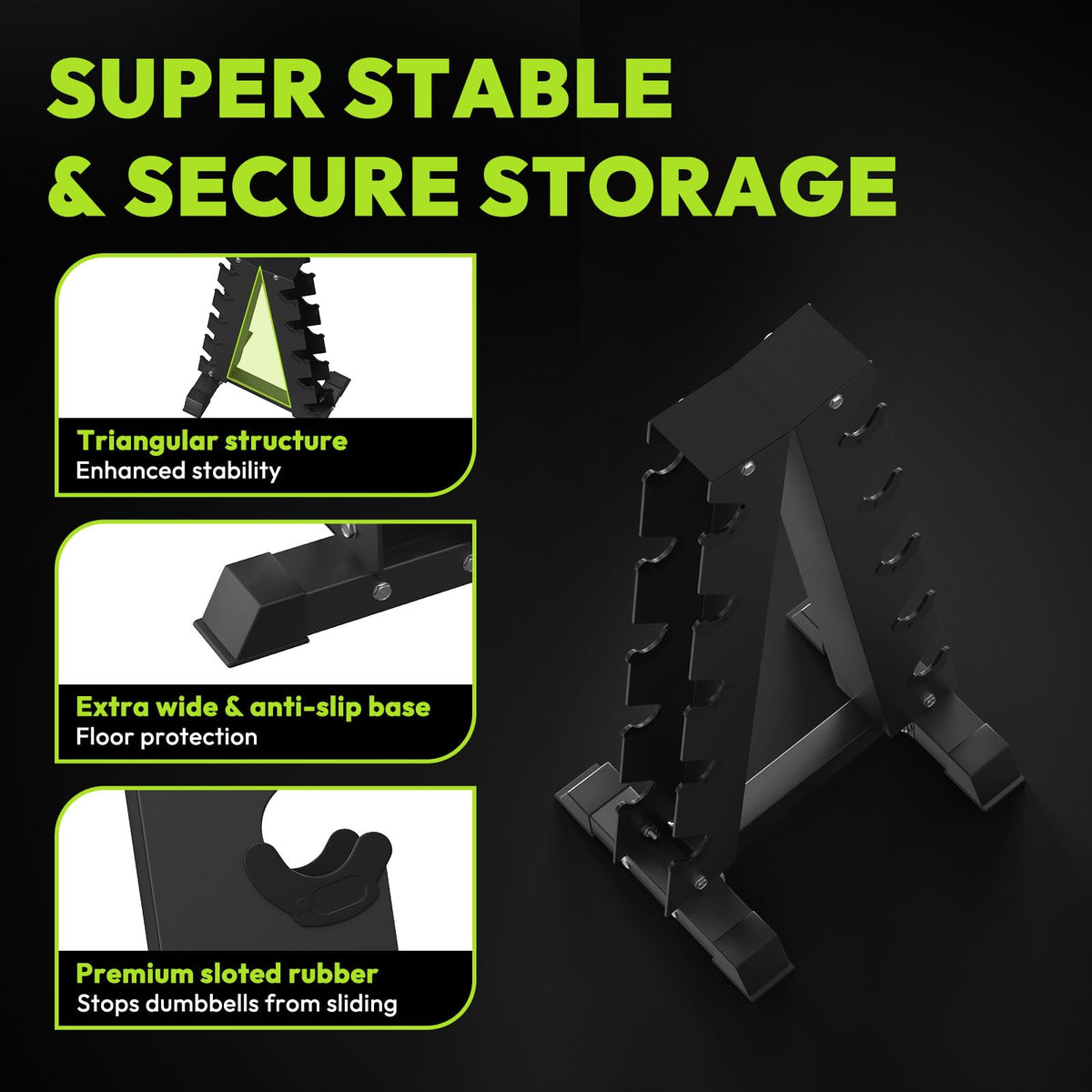 Hex Dumbbell Set with Vertical Storage Rack A835