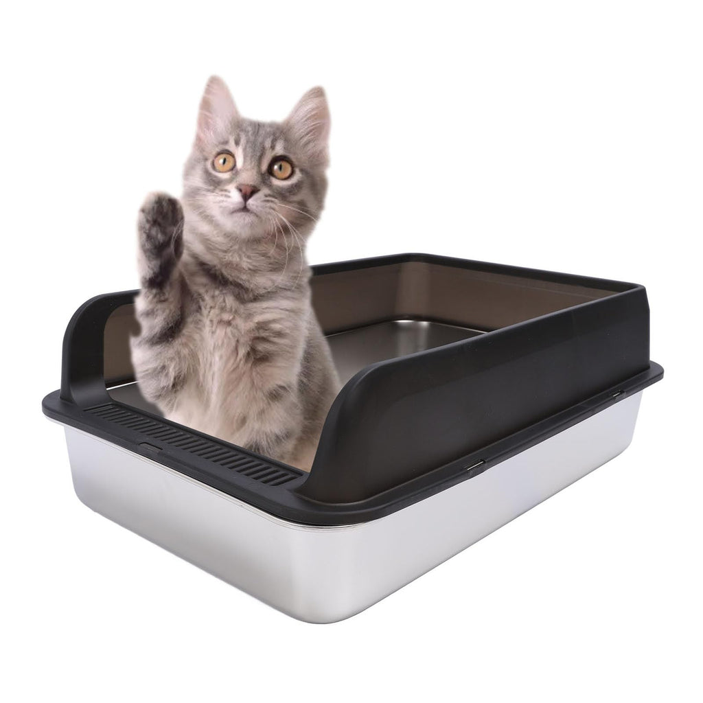 Stainless Steel Top Entry Cat Litter Box with Lid I52737