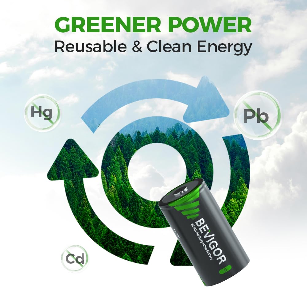 Rechargeable D Batteries 10000mAh NiMH 4 Count D678