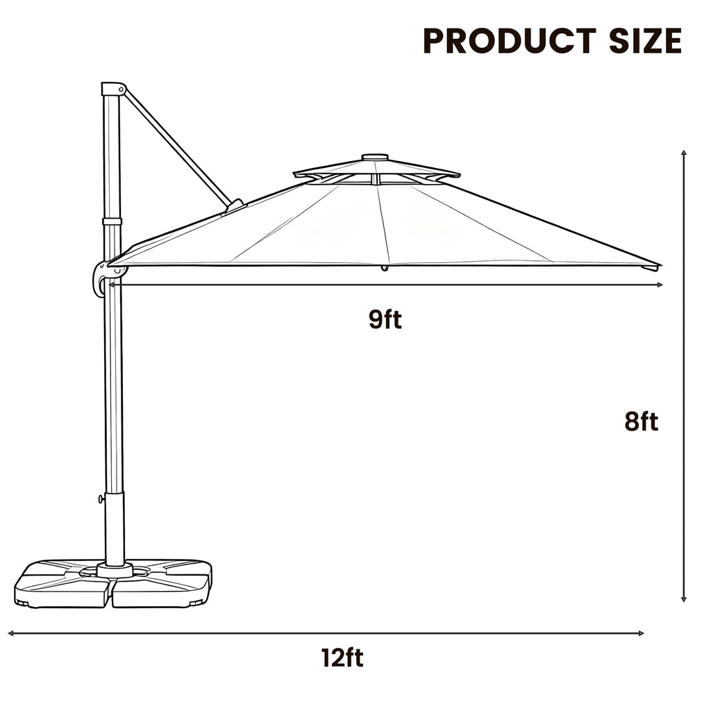 Cantilever Umbrella with Base and Lights T6783