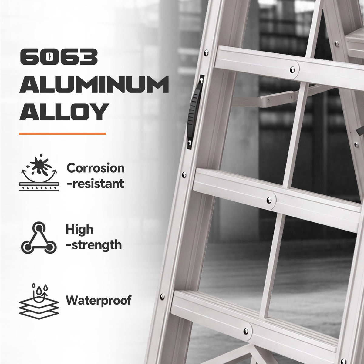 Aluminum Foldable 5-Step Ladder with Wide Anti-Slip Pedal Y277472