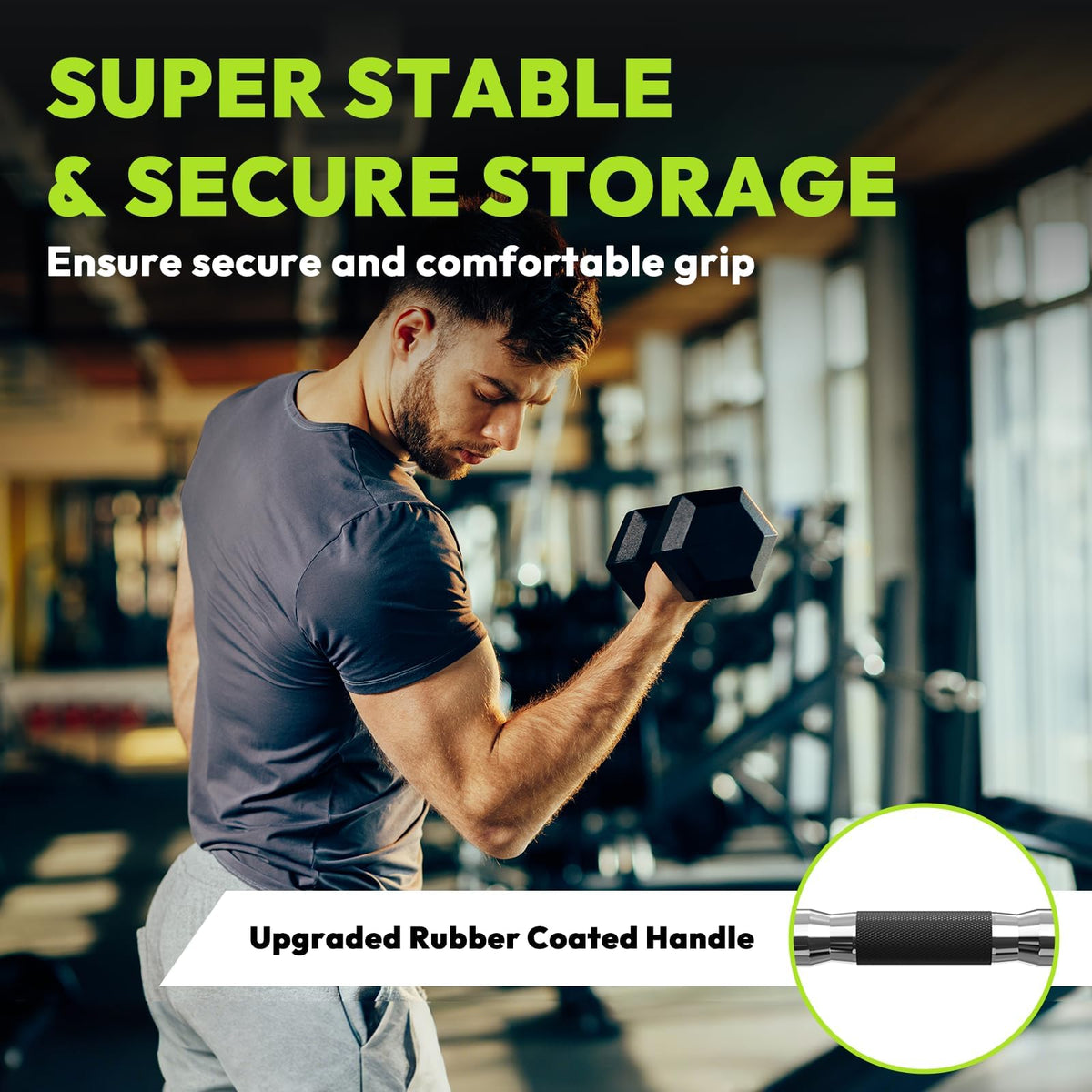 Hex Dumbbell Set with Vertical Storage Rack A835