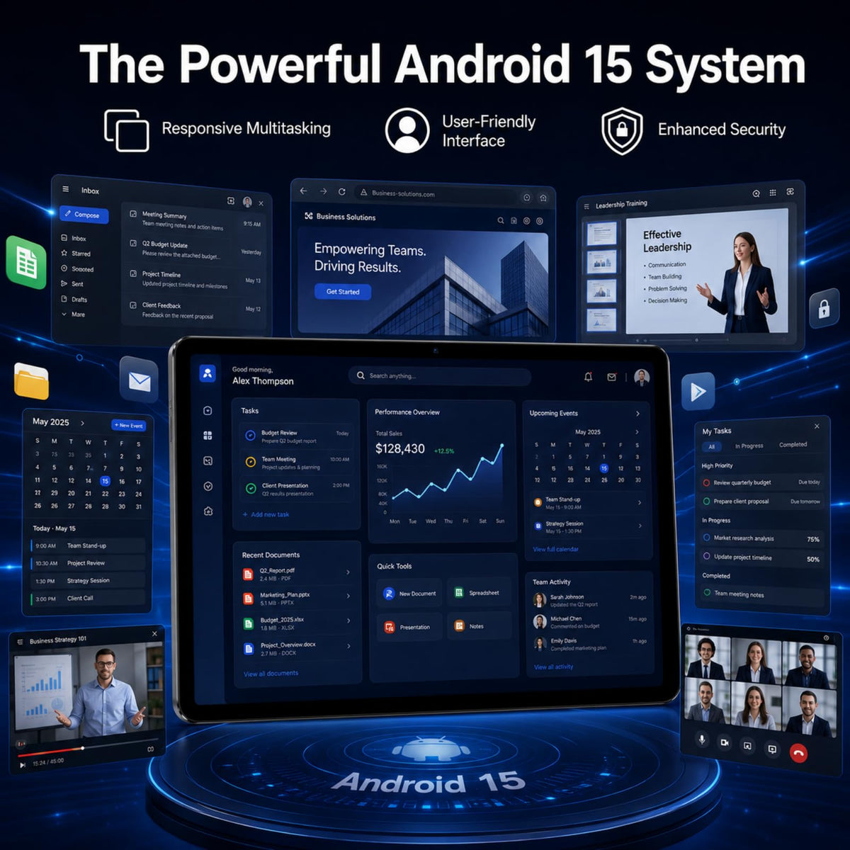 Android 15 Tablet, Octa-core 12GB RAM + 64GB + 64GB Card K182