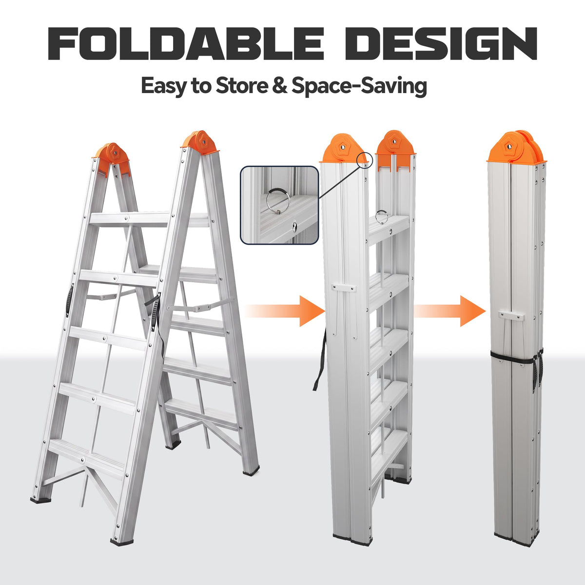 Aluminum Foldable 5-Step Ladder with Wide Anti-Slip Pedal Y277472