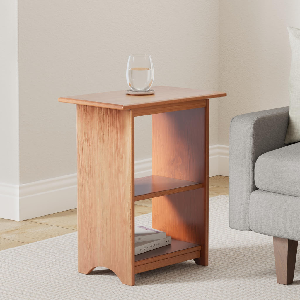 Slim Cherry End Table with Shelves U183266